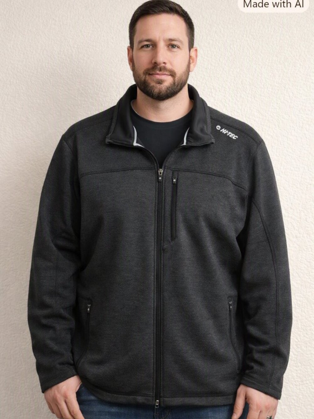 Hi-Tec Men's Full-Zip Dark Gray Performance Zip Sweater-XL